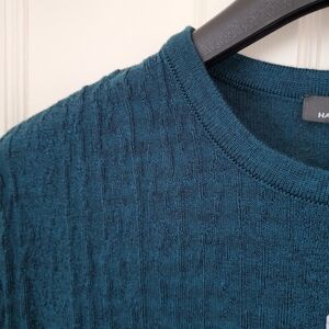 Haight&Ashbury NWT Teal Textured Knit Short Sleeve T Shirt Large